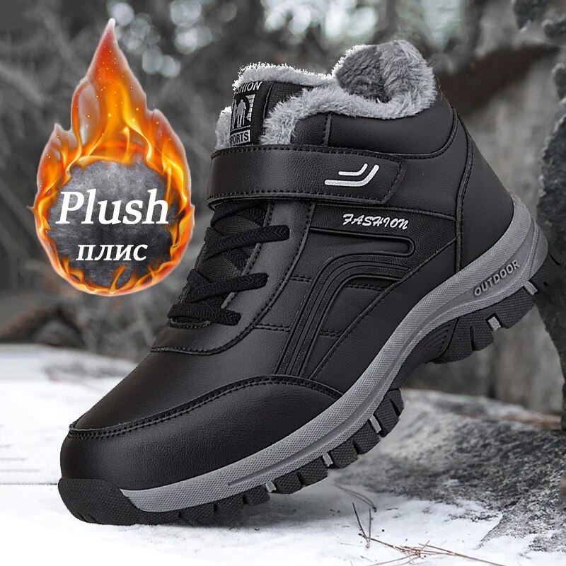 2023 Winter Leather Boots Women Men Shoes Waterproof Boot Man Plush ...