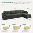 thumbnail image 2 of HONBAY 144" Chenille Modular Sectional Cloud Sofa, Oversized L-Shaped Sofa with Storage for Living Room, Green, 2 of 9