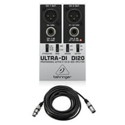 Behringer Ultra-DI DI20 Professional Active 2-Channel DI-Box/Splitter, Bundle with 25' XLR Microphone Cable