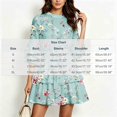 thumbnail image 3 of ClodeEU Women's Floral Print Round Neck 3/4 Bubble Sleeve Waist Tie Ruffle Mini Dress,Elegant Casual Swing Dress Mint Green,Women's Plus XL, 3 of 5