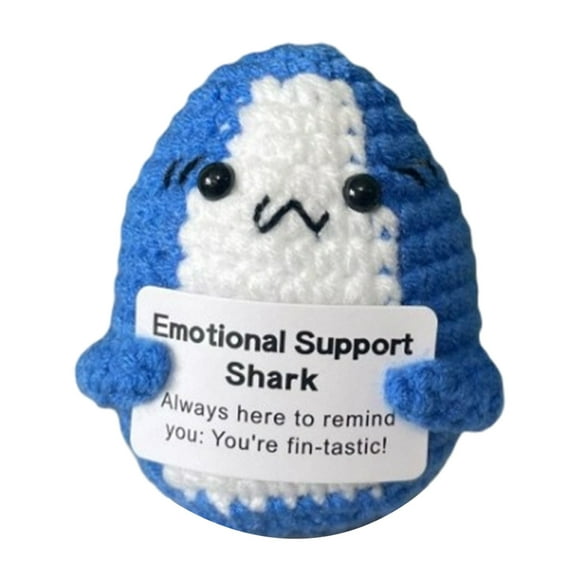 Positive Crochet Shark Gifts, Crocheted Emotional Plush Support Animal, Small Gift for Shark Lovers Women Men 1Pc