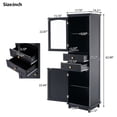 thumbnail image 4 of Tcbosik Floor Bathroom Cabinet with Glass Doors, Narrow Storage Cabinet with Adjustable Shelves, Multifunctional Storage Organizer with 2 Drawers, Black, 4 of 12