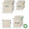 thumbnail image 2 of 12+1 Reusable Produce Bags Grocery Washable, Organic Cotton Mesh Bags, Double-Stitched & Tare Weigh, bags for vegetables, bag 4xS, 4xM, 4xL, 2 of 2