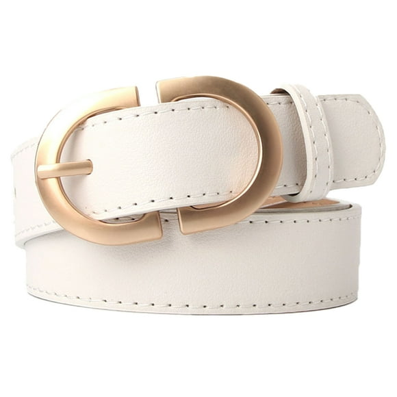 TureClos Female Belt PU Circle Buckles Fashion Waist Band Festival Birthday Wedding Party Jeans Dress Skirt Waistband Girls Women White