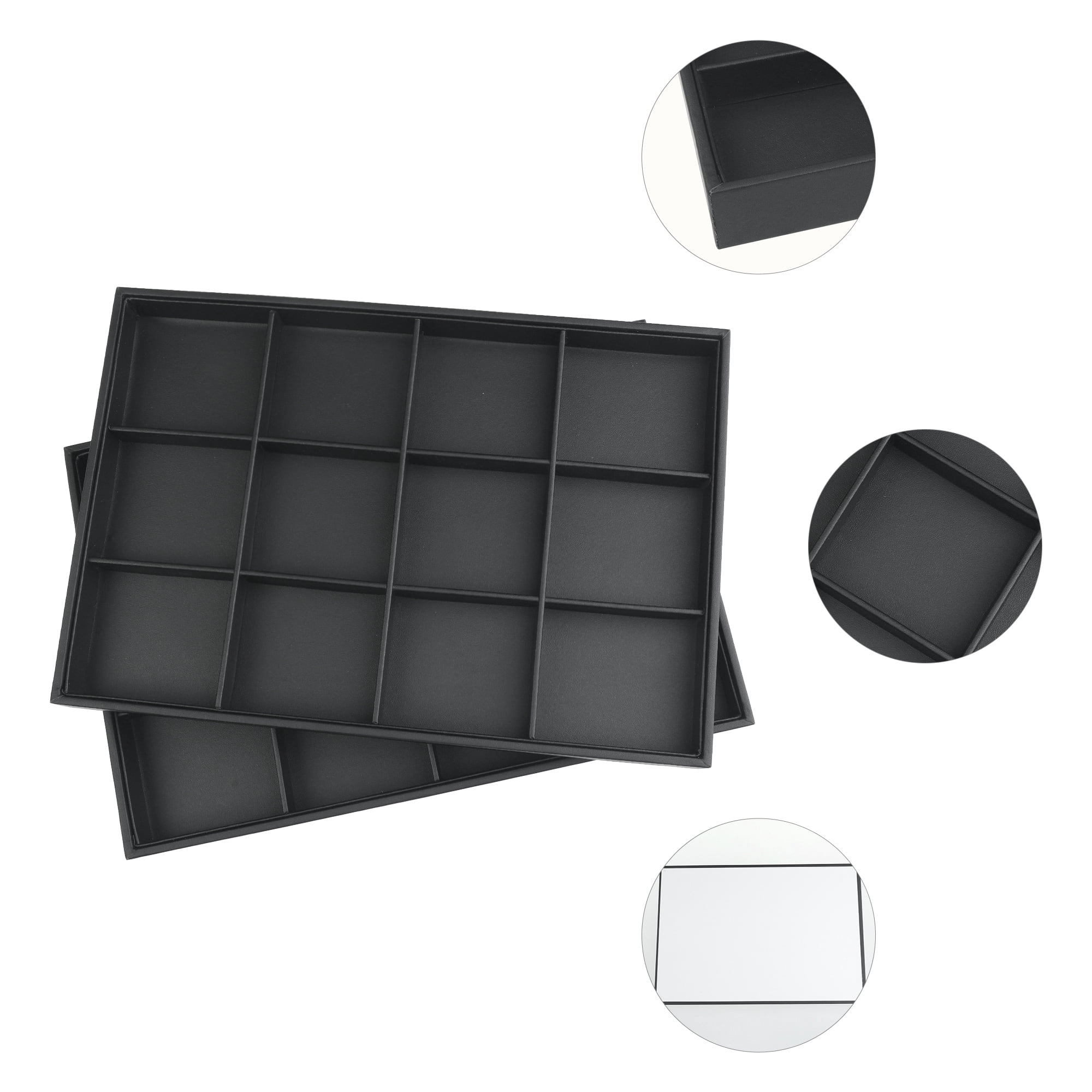 Unique Bargains  Stackable Jewelry Organizer Trays with Removable Dividers Black-12 Grid Tray