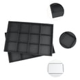 thumbnail image 3 of REGALWOVEN Set of 2 PU Leather Accessory Organizer Trays with Removable Dividers for Drawers Black 12 Grid Tray, 3 of 7