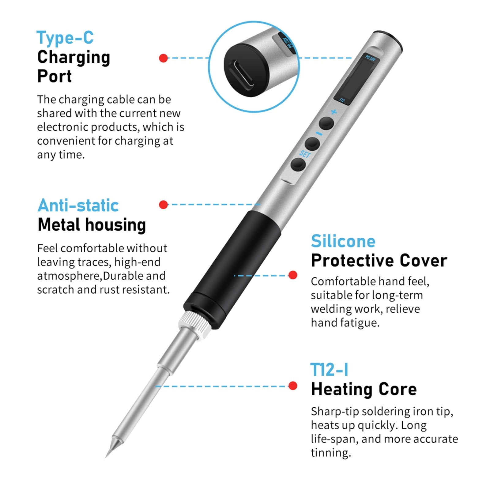 Electric Soldering Iron , OLED Display Welding Pen, Fast Melting Tin Welding Tool Hand-held Temperature Regulating