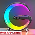 thumbnail image 1 of Large Size Big G 15W Wireless Charger Stand LED RGB Light Desk Lamp Speaker APP Control for iPhone for Samsung Fast Charging Station (Black APP control), 1 of 7