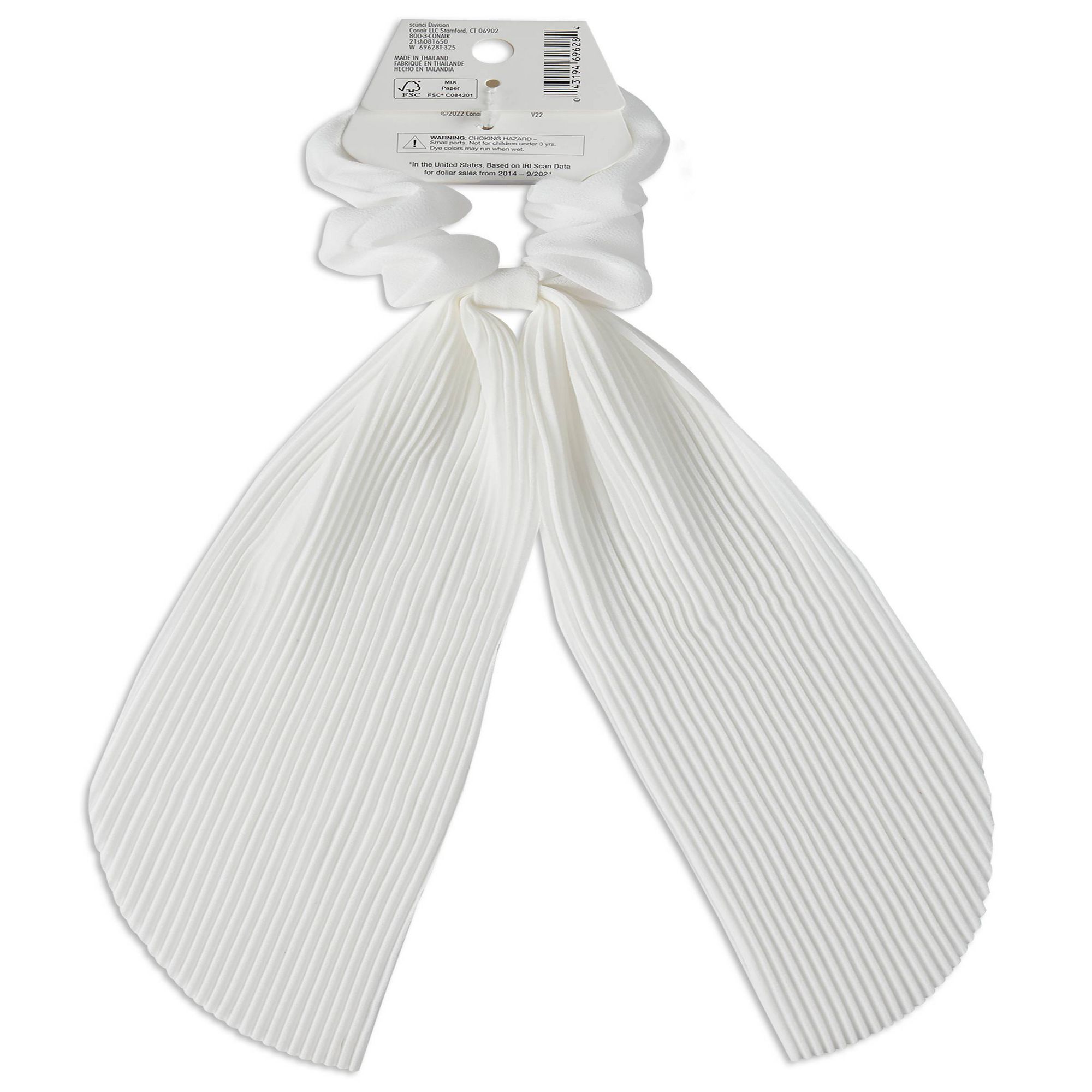(4 pack) Scunci Collection Scarf Scrunchie, White, 1-Piece
