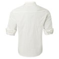 thumbnail image 3 of Camisas Hombre Camisa holgada de talla grande informal sólida de lino y algodón para hombre, camisa de manga larga con cuello levantado para hombre (Beige, XXL), 3 of 7