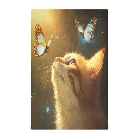 

Kitchen Towel 28x18 Inches x4，Plate Towel Decorative Towel Napkin Tea Towel Tea Towels For Kitchen Dish Cloths & Dish Towels Pretty Cat and Butterflies