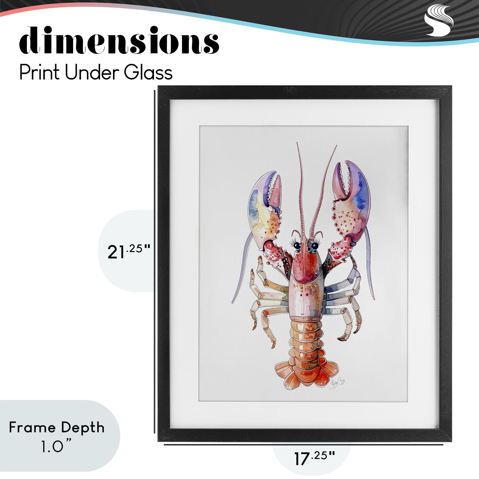 Stupell Industries Coral Claw Lobster Black Framed Print Under Glass, design by Shelly Craig