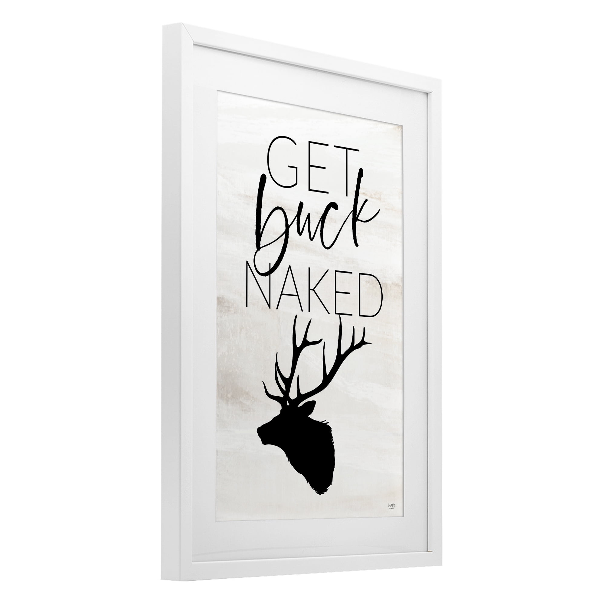 Stupell Industries Get Buck Naked White Framed Print Under Glass, design by Lux + Me Designs