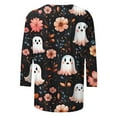 thumbnail image 4 of Womens 3/4 Length Sleeve Shirts Halloween Blouses Fashion Halloween Printed Plus Size Tunic Tops Blouses Fall Casual Round Neck Pullover Halloween Holiday Costume TShirt, 4 of 5