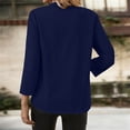 thumbnail image 4 of LNWUY Cotton Linen Shirts Blouse Womens Casual V Neck Long Sleeve Blouse Lightweight Vacation Work Tunic Linen Shirt Tops Blue M, 4 of 9