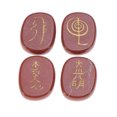 thumbnail image 1 of 4PCS Engraved Red Jasper Reiki Chakra Gemestone Palm Stones Healing Crystals (Dark Red), 1 of 8