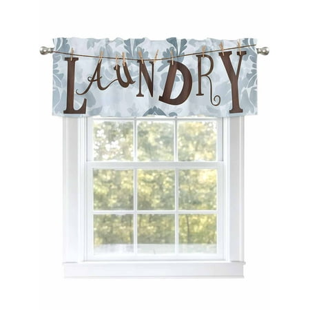 Laundry Valances for Windows Rod Pocket Kitchen Valance Curtains - Soft & Washable Small Window Treatment for Living Room Bathroom Vintage Flower Pattern 54x18inch
