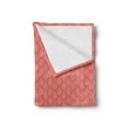 thumbnail image 2 of Retro Soft Flannel Fleece Blanket, Vintage Style Ogee Motifs with Curled Thin Lines Repeating Retro Pattern Print, Cozy Plush for Indoor and Outdoor Use, 50" x 70", Coral and Yellow, by Ambesonne, 2 of 5