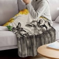 thumbnail image 3 of Grey Farm Animals Blanket Soft Cozy Warm Throw Blanket for Couch, Plush Fuzzy Flannel Fleece Blankets for Sofa, Spring Sunflower Cow Pigs Bed Blankets Lightweight Gifts for Women, 40"x60", 3 of 9