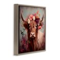 thumbnail image 3 of Stupell Industries Bohemian Longhorn & Flower Garland Brown Floating Frame Canvas Art, 18 x 18, by Irena Orlov, 3 of 8
