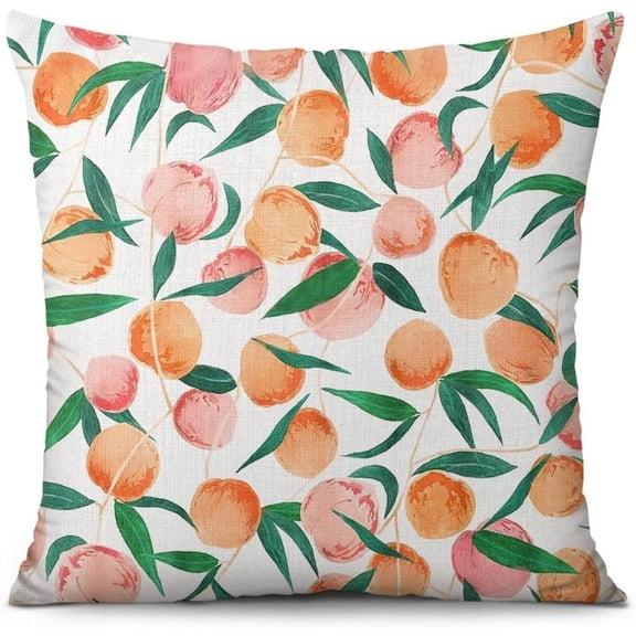 Yakuyir Peaches Summer Pink Throw Pillow Covers 18x18 Set 1 Sweet Farmhouse Boho Modern Decor Cute Print Peach Fruit Pink Pillows Accents Outdoor Sofa Couch Cases Cushion Home Decorations