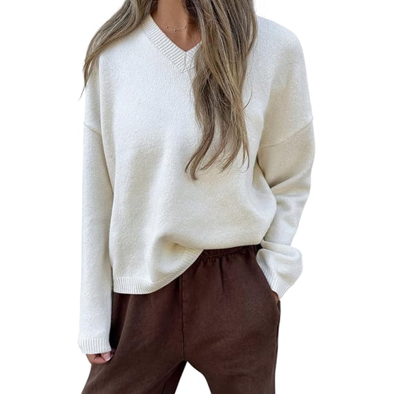 PRETTYGARDEN Women's Fall Fashion V Neck Cozy Sweaters | Soft Stretchy Warm, Chunky Knit Pullover, Loose Fit Long Sleeve Tops, Dressy Casual Blouses,Trendy Holiday Winter Outfits