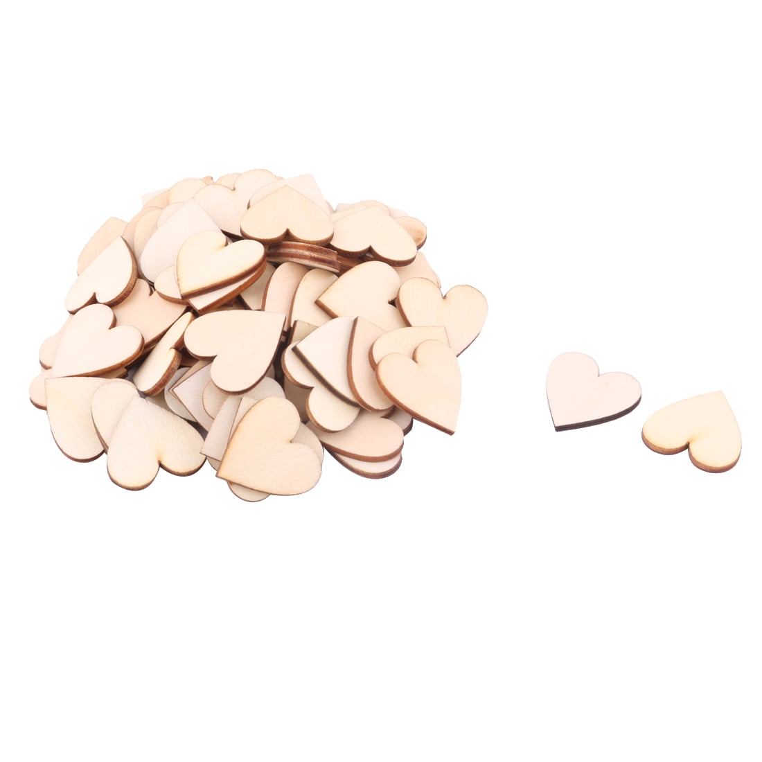 Holiday Wooden Love Heart Shaped Wedding Decor Art Craft DIY Accessories Beige 30 x 27mm 50 Pcs