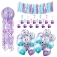 thumbnail image 2 of HomelyPosh Mermaid Birthday Decorations Set, All-in-One Party Supplies Set with Banner, Tassel Garland, Jellyfish Lanterns & Balloon, 2 of 8