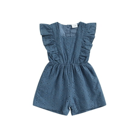 

Kiapeise Infant Baby Girl Clothes Set Ruffle Sleeveless Lace Hollow Out RomperShort JumpsuitSummer Outfits