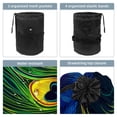 thumbnail image 3 of PhooArto Travel Cosmetic Bags Barrel Makeup Bag, Multifunctional Toiletry Bucket Bags Round Organizer Storage Pocket, Peacock Feather Green Pattern, 3 of 6