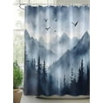 thumbnail image 3 of Blue Mountain Peak Bathroom Curtain 78 Inch Shower Curtain with Hooks, Forest Tree Bird Fog Landscape Waterproof Polyester Bath Curtain Washable Bathtub Curtain 72''x 78'', 3 of 6