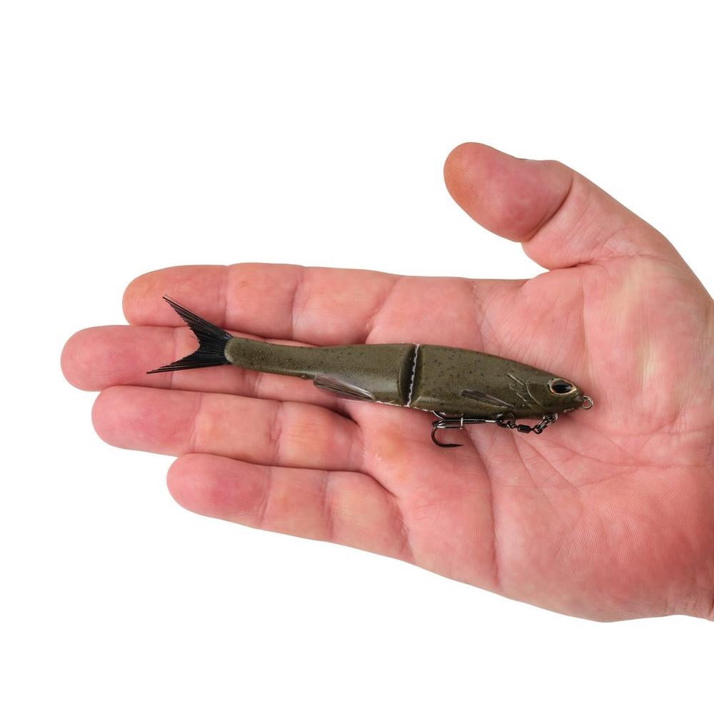 Berkley PowerBait® Nessie Fishing Bait, Green Pumpkin, 7 in, Soft Swimbait