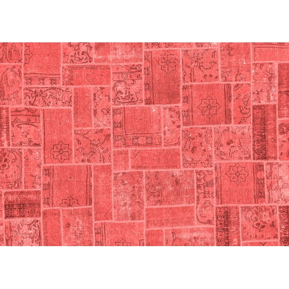 Ahgly Company Machine Washable Indoor Rectangle Patchwork Red Transitional Area Rugs, 5' x 7'