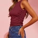 thumbnail image 4 of Camisetas sin mangas de verano para mujer, cuello alto, punto acanalado, ajustadas, 4 of 8