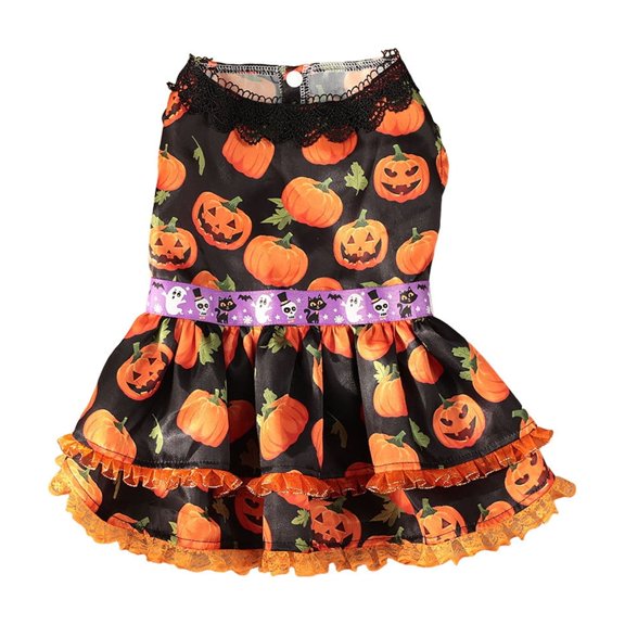 Halloween Pumpkin Dog Pajamas, Funny Dog Winter Clothes for Small Dogs Girl Boy, Pet Jumpsuit, Cat Halloween Costumes with Feet