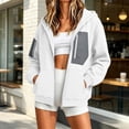 thumbnail image 3 of HomeDM Sweatshirt for Women Long Sleeve Full-Zip Hooded with Pocket Color Block Casual Outerwear, 3 of 8