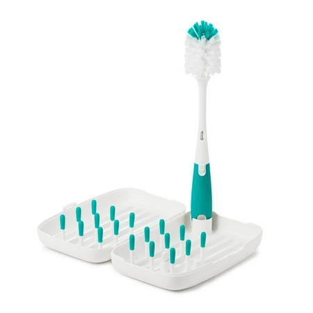 OXO Tot On-The-Go Drying Rack & Bottle Brush With Bristled Cleaner,