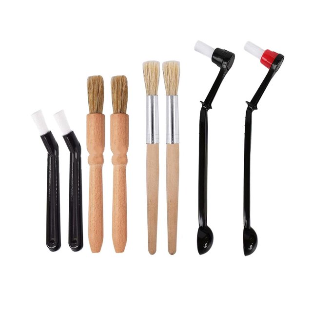 Inteprter Juego de cepillos de limpieza para máquina de café, 8 Uds., cepillo de limpieza de café de madera, cepillo de limpieza de plástico, cepillo Suministros de limpieza para el hogar Inteprter HA013335-00
