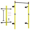 thumbnail image 3 of Soozier Folding Squat Rack with Pull Up Bar, Wall Mounted, 1000 Pounds Capacity Power Rack, Yellow, 3 of 10
