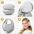 thumbnail image 2 of BlinkLLX 2 Pieces Foldable Ear Warmers Adjustable Knitted Earmuffs with Fuzzy Fleece Lining Unisex Furry Winter Earmuffs, 2 of 14