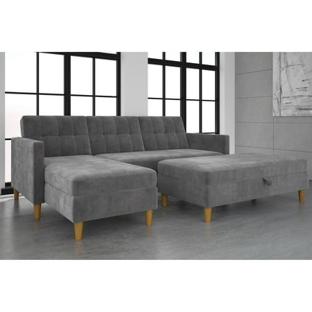 Dhpdhp Hartford Storage Sectional Futon, Dhp Noah Sectional Sofa Bed With Storage Twin Black Faux Leather