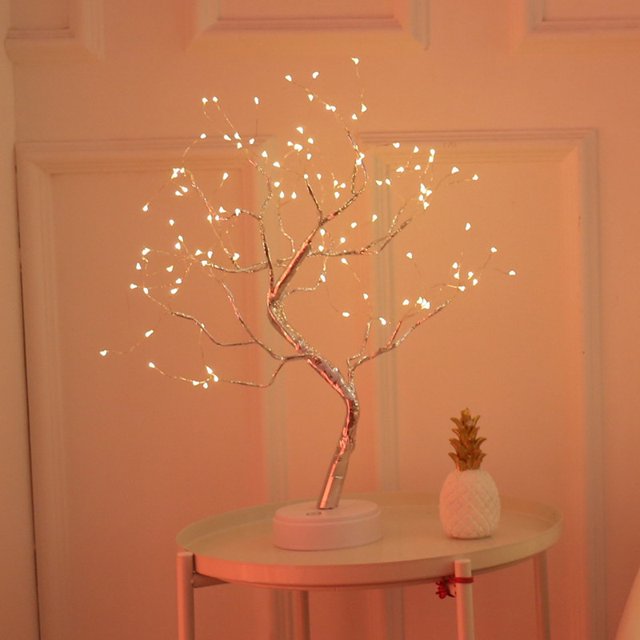 Árbol de luz con 108 LEDs y ramas regulables, control táctil, decoración luminosa para dormitorio, fiestas, navidad, etc. Rojo Verde