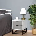 thumbnail image 2 of HOMCOM Bedside Table with 2 Drawer Storage Unit, Unique Shape Nightstand with Metal Base for Bedroom, 2 of 10