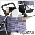 thumbnail image 6 of MoNiBloom 4 Wheel Foldable Dog Pet Stroller with Cup Holder, Plaid, 6 of 12