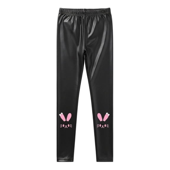 EnJoCho Kids Girls PU Fa𝗎x Leather Leggings Skinny Stretchy Fleec𝖾 Lined Ankle Length Pants Winter Warm Lightweight Trousers Casual Fashion Thermal Warmth Bottoms