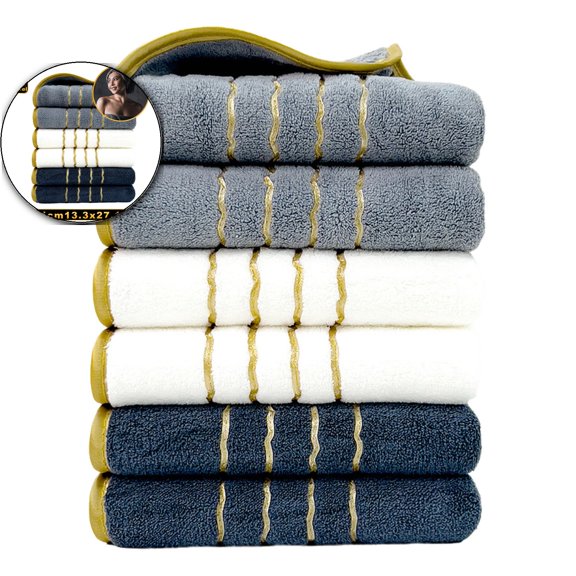 6-Piece Velvet Spa Towel Set – Soft, Highly Absorbent Bath Towels for Bathroom, Gym & Home – 27"x13" Face & Body Towels