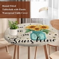 thumbnail image 5 of Sunflower Round Fitted Table Cover You Are My Sunshine Yellow Flower Bee Plant Retro Waterproof Table Cloth with Elastic Edge Wipeable Tablecloth for Picnic Camping Party Fits 45"-54" Diameter, 5 of 8