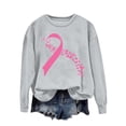 thumbnail image 2 of Hfnxid Breast Cancer Sweatshirts for Women Pink Ribbon Crewneck Sweatshirt Long Sleeve Awareness Support Pullover Gray,L, 2 of 4