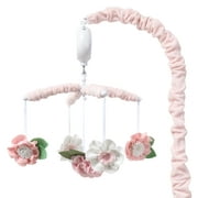 The Peanutshell Pink Floral Musical Crib Mobile for Baby Girls Plays 12 Lullabies