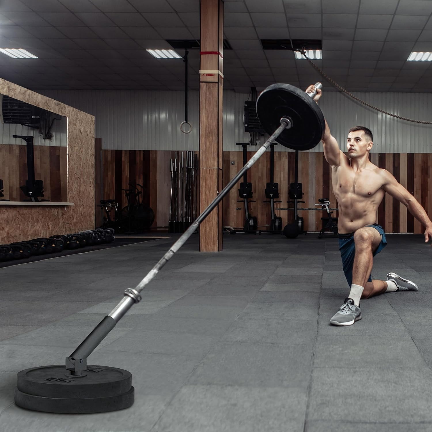 BalanceFrom T-Bar Landmine Row Attachment – 360° Swivel Olympic 2" Barbell Insert | Home-Gym Back/Core Trainer, Heavy-Steel, Easy Setup
